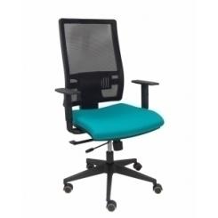 Silla Piqueras Y Crespo Horna Brazos Regulables Mecanismo Traslack Altura Y Apoyo Lumbar Regulable Rueda Parquet Respaldo Malla Negra Transpirable Y Asiento Tapizado Bali Turquesa