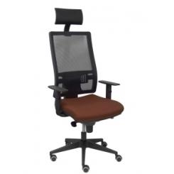 Silla Piqueras Y Crespo Horna Cabecero Fijo Mecanismo Sincro Con Regulador De Tension Respaldo De Malla Transpirable Y Asiento Tapizado Bali Marron Oscuro