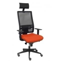 Silla Piqueras Y Crespo Horna Cabecero Fijo Mecanismo Sincro Con Regulador De Tension Respaldo De Malla Transpirable Y Asiento Tapizado Bali Naranja Oscuro