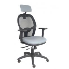 Silla Piqueras Y Crespo Jorquera Brazos 3D Y Cabecero Regulables Mecanismo Sincro Con Traslack Ruedas Parquet Respaldo De Malla Negra Y Asiento Tapizado Bali Gris