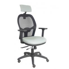 Silla Piqueras Y Crespo Jorquera Brazos 3D Y Cabecero Regulables Mecanismo Sincro Con Traslack Ruedas Parquet Respaldo De Malla Negra Y Asiento Tapizado Bali Gris Claro
