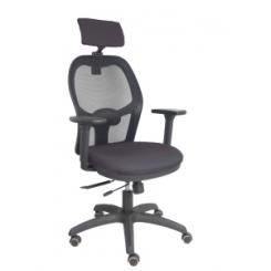 Silla Piqueras Y Crespo Jorquera Brazos 3D Y Cabecero Regulables Mecanismo Sincro Con Traslack Ruedas Parquet Respaldo De Malla Negra Y Asiento Tapizado Bali Gris Oscuro