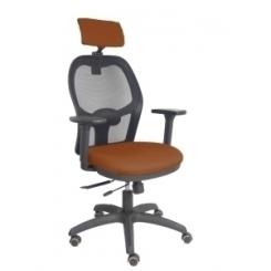 Silla Piqueras Y Crespo Jorquera Brazos 3D Y Cabecero Regulables Mecanismo Sincro Con Traslack Ruedas Parquet Respaldo De Malla Negra Y Asiento Tapizado Bali Marron