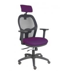 Silla Piqueras Y Crespo Jorquera Brazos 3D Y Cabecero Regulables Mecanismo Sincro Con Traslack Ruedas Parquet Respaldo De Malla Negra Y Asiento Tapizado Bali Morado