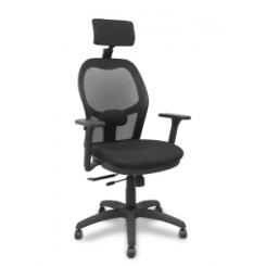 Silla Piqueras Y Crespo Jorquera Brazos 3D Y Cabecero Regulables Mecanismo Sincro Con Traslack Ruedas Parquet Respaldo De Malla Negra Y Asiento Tapizado Bali Negro