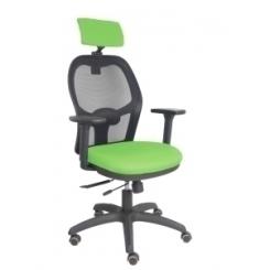 Silla Piqueras Y Crespo Jorquera Brazos 3D Y Cabecero Regulables Mecanismo Sincro Con Traslack Ruedas Parquet Respaldo De Malla Negra Y Asiento Tapizado Bali Pistacho