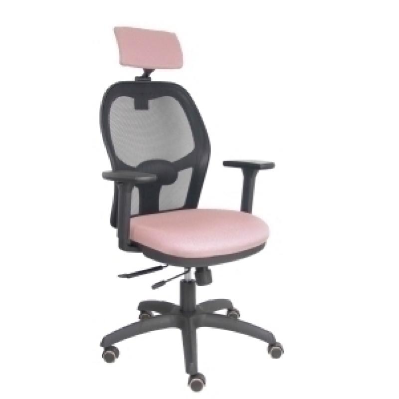 silla-piqueras-y-crespo-jorquera-brazos-3d-y-cabecero-regulables-mecanismo-sincro-con-traslack-ruedas-parquet-respaldo-de-malla-negra-y-asiento-tapizado-bali-rosa