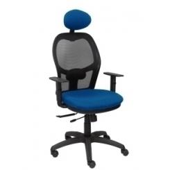 Silla Piqueras Y Crespo Jorquera Brazos Y Cabecero Regulables Mecanismo Sincro Con Traslack Ruedas Nylon Respaldo De Malla Negra Y Asiento Tapizado Bali Azul