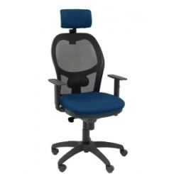 Silla Piqueras Y Crespo Jorquera Brazos Y Cabecero Regulables Mecanismo Sincro Ruedas Nylon Respaldo De Malla Negra Y Asiento Tapizado Bali Azul Marino