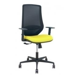 Silla Piqueras Y Crespo Mardos Brazos Regulables Ergonomica Mecanismo Basculante Respaldo Malla Negra Asiento Tapizado Bali Amarillo
