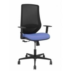 Silla Piqueras Y Crespo Mardos Brazos Regulables Ergonomica Mecanismo Basculante Respaldo Malla Negra Asiento Tapizado Bali Azul Claro