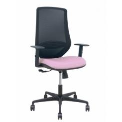 Silla Piqueras Y Crespo Mardos Brazos Regulables Ergonomica Mecanismo Basculante Respaldo Malla Negra Asiento Tapizado Bali Rosa