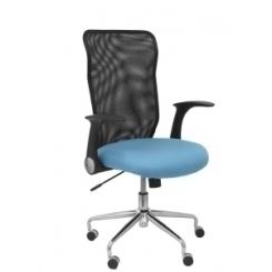 Silla Piqueras Y Crespo Minaya Brazos Retractiles Mecanismo Basculante Ergonomica Respaldo Malla Transpirable Negra Asiento Tapizado Bali Azul Cielo