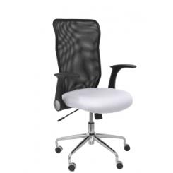 Silla Piqueras Y Crespo Minaya Brazos Retractiles Mecanismo Basculante Ergonomica Respaldo Malla Transpirable Negra Asiento Tapizado Bali Blanco