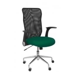 Silla Piqueras Y Crespo Minaya Brazos Retractiles Mecanismo Basculante Ergonomica Respaldo Malla Transpirable Negra Asiento Tapizado Bali Verde Botella