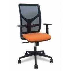 Silla Piqueras Y Crespo Motilla Brazos Regulables Mecanismo Sincro Con Regulador De Tension Respaldo De Malla Negra Y Asiento Tapizado Bali Naranja
