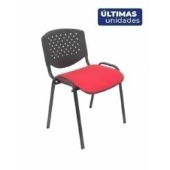 Silla Piqueras Y Crespo Petrola Confidente Ergonomica Apilable Estructura Y Respaldo Pvc En Negro Y Asiento Tapizado Aran Rojo Pack De 2