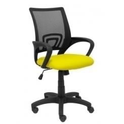 Silla Piqueras Y Crespo Vianos Brazos Fijos Mecanismo Basculante Con Regulador De Presion Elevacion Del Asiento En Altura Ruedas Nylon Respaldo Malla Transpirable Negra Y Tapizado Bali Amarillo