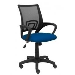 Silla Piqueras Y Crespo Vianos Brazos Fijos Mecanismo Basculante Con Regulador De Presion Elevacion Del Asiento En Altura Ruedas Nylon Respaldo Malla Transpirable Negra Y Tapizado Bali Azul Marino