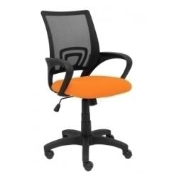 Silla Piqueras Y Crespo Vianos Brazos Fijos Mecanismo Basculante Con Regulador De Presion Elevacion Del Asiento En Altura Ruedas Nylon Respaldo Malla Transpirable Negra Y Tapizado Bali Naranja