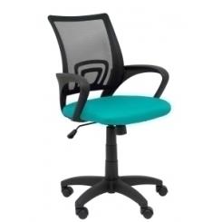 Silla Piqueras Y Crespo Vianos Brazos Fijos Mecanismo Basculante Con Regulador De Presion Elevacion Del Asiento En Altura Ruedas Nylon Respaldo Malla Transpirable Negra Y Tapizado Bali Turquesa