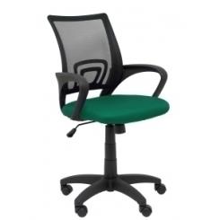 Silla Piqueras Y Crespo Vianos Brazos Fijos Mecanismo Basculante Con Regulador De Presion Elevacion Del Asiento En Altura Ruedas Nylon Respaldo Malla Transpirable Negra Y Tapizado Bali Verde Botella