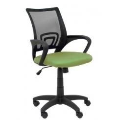 Silla Piqueras Y Crespo Vianos Brazos Fijos Mecanismo Basculante Con Regulador De Presion Elevacion Del Asiento En Altura Ruedas Nylon Respaldo Malla Transpirable Negra Y Tapizado Bali Verde Oliva
