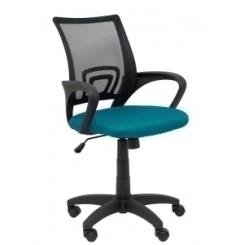 Silla Piqueras Y Crespo Vianos Brazos Fijos Mecanismo Basculante Con Regulador De Presion Elevacion Del Asiento En Altura Ruedas Nylon Respaldo Malla Transpirable Negra Y Tapizado Bali Verde Petroleo