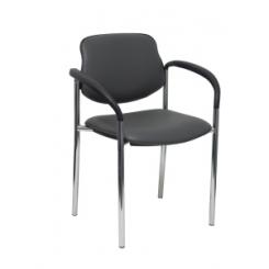 Silla Piqueras Y Crespo Villalgordo Confidente Brazos Fijos Chasis Cromo Asiento Y Respaldo Tapizados Similpiel Gris Oscuro
