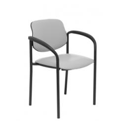 Silla Piqueras Y Crespo Villalgordo Confidente Brazos Fijos Chasis Negro Asiento Y Respaldo Tapizados Similpiel Gris