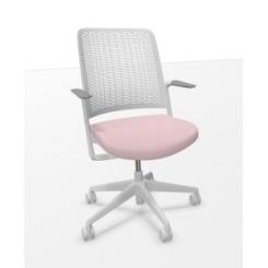 Silla Piqueras Y Crespo Withme Brazos Fijos Mecanismo De Autotension Respaldo Malla Gris Claro Y Asiento Tapizado Era Rosa