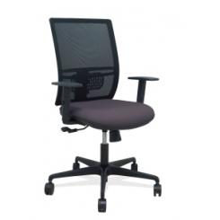 Silla Piqueras Y Crespo Yunquera Brazos Regulable Ergonomica Mecanismo Sincro Respaldo Malla Negra Asiento Tapizado Bali Gris Oscuro