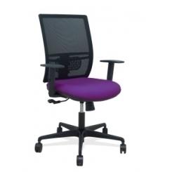 Silla Piqueras Y Crespo Yunquera Brazos Regulable Ergonomica Mecanismo Sincro Respaldo Malla Negra Asiento Tapizado Bali Morado