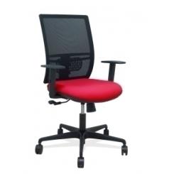 Silla Piqueras Y Crespo Yunquera Brazos Regulable Ergonomica Mecanismo Sincro Respaldo Malla Negra Asiento Tapizado Bali Rojo
