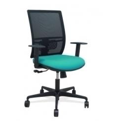 Silla Piqueras Y Crespo Yunquera Brazos Regulable Ergonomica Mecanismo Sincro Respaldo Malla Negra Asiento Tapizado Bali Turquesa