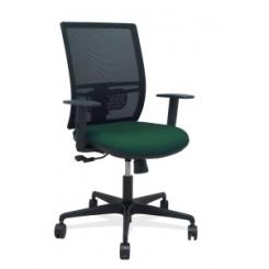 Silla Piqueras Y Crespo Yunquera Brazos Regulable Ergonomica Mecanismo Sincro Respaldo Malla Negra Asiento Tapizado Bali Verde Botella