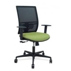 Silla Piqueras Y Crespo Yunquera Brazos Regulable Ergonomica Mecanismo Sincro Respaldo Malla Negra Asiento Tapizado Bali Verde Oliva