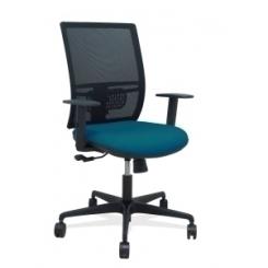 Silla Piqueras Y Crespo Yunquera Brazos Regulable Ergonomica Mecanismo Sincro Respaldo Malla Negra Asiento Tapizado Bali Verde Petroleo