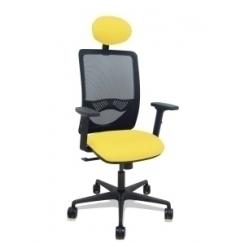 Silla Piqueras Y Crespo Zulema Brazos 2D Y Apoyo Lumbar Regulables Cabecero Fijo Mecanismo Sincro Ruedas Nylon De 65 Respaldo De Malla Negra Y Asiento Tapizado Bali Amarillo