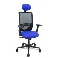 Silla Piqueras Y Crespo Zulema Brazos 2D Y Apoyo Lumbar Regulables Cabecero Fijo Mecanismo Sincro Ruedas Nylon De 65 Respaldo De Malla Negra Y Asiento Tapizado Bali Azul