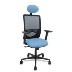 Silla Piqueras Y Crespo Zulema Brazos 2D Y Apoyo Lumbar Regulables Cabecero Fijo Mecanismo Sincro Ruedas Nylon De 65 Respaldo De Malla Negra Y Asiento Tapizado Bali Azul Cielo