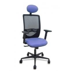 Silla Piqueras Y Crespo Zulema Brazos 2D Y Apoyo Lumbar Regulables Cabecero Fijo Mecanismo Sincro Ruedas Nylon De 65 Respaldo De Malla Negra Y Asiento Tapizado Bali Azul Claro