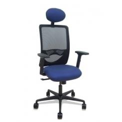 Silla Piqueras Y Crespo Zulema Brazos 2D Y Apoyo Lumbar Regulables Cabecero Fijo Mecanismo Sincro Ruedas Nylon De 65 Respaldo De Malla Negra Y Asiento Tapizado Bali Azul Marino