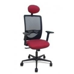 Silla Piqueras Y Crespo Zulema Brazos 2D Y Apoyo Lumbar Regulables Cabecero Fijo Mecanismo Sincro Ruedas Nylon De 65 Respaldo De Malla Negra Y Asiento Tapizado Bali Granate