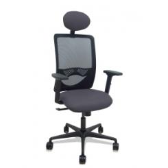 Silla Piqueras Y Crespo Zulema Brazos 2D Y Apoyo Lumbar Regulables Cabecero Fijo Mecanismo Sincro Ruedas Nylon De 65 Respaldo De Malla Negra Y Asiento Tapizado Bali Gris Oscuro