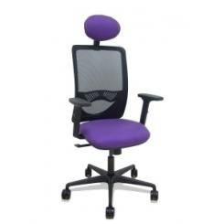 Silla Piqueras Y Crespo Zulema Brazos 2D Y Apoyo Lumbar Regulables Cabecero Fijo Mecanismo Sincro Ruedas Nylon De 65 Respaldo De Malla Negra Y Asiento Tapizado Bali Lila