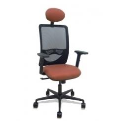 Silla Piqueras Y Crespo Zulema Brazos 2D Y Apoyo Lumbar Regulables Cabecero Fijo Mecanismo Sincro Ruedas Nylon De 65 Respaldo De Malla Negra Y Asiento Tapizado Bali Marron