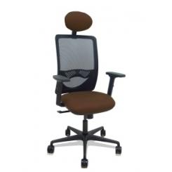 Silla Piqueras Y Crespo Zulema Brazos 2D Y Apoyo Lumbar Regulables Cabecero Fijo Mecanismo Sincro Ruedas Nylon De 65 Respaldo De Malla Negra Y Asiento Tapizado Bali Marron Oscuro