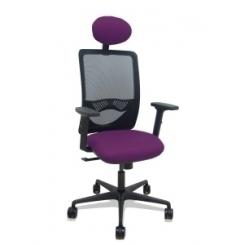 Silla Piqueras Y Crespo Zulema Brazos 2D Y Apoyo Lumbar Regulables Cabecero Fijo Mecanismo Sincro Ruedas Nylon De 65 Respaldo De Malla Negra Y Asiento Tapizado Bali Morado