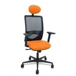 Silla Piqueras Y Crespo Zulema Brazos 2D Y Apoyo Lumbar Regulables Cabecero Fijo Mecanismo Sincro Ruedas Nylon De 65 Respaldo De Malla Negra Y Asiento Tapizado Bali Naranja
